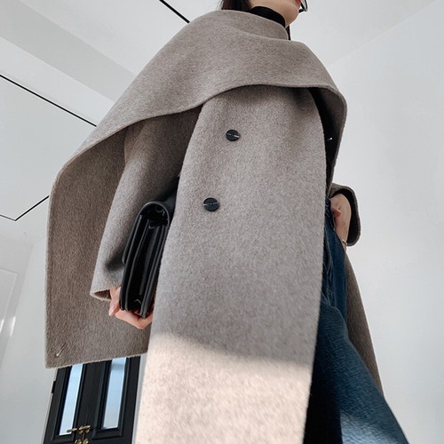 Women Long Wool Coat Shawl Collar Trench Coat Soft Warm Winter Outwear Elegant - Bild 34 von 40