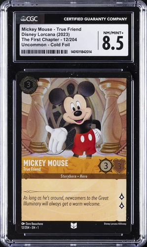 2023 DISNEY LORCANA EN 1-THE FIRST CHAPTER  COLD FOIL #12 MICKEY MOUSE CGC 8.5