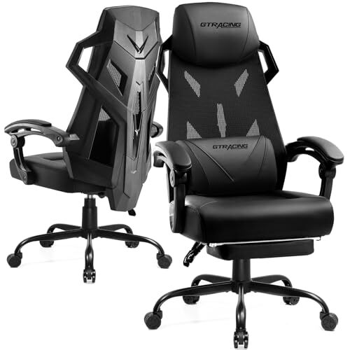 Gaming Chair, Computer Chair with Mesh Back, Ergonomic Gaming Chair with Black-image