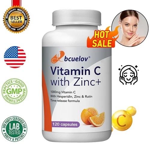 Vitamin C and Zinc Strengthen Immune System, Antioxidant - 120 Caps