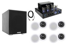 Rockville LED Tube Amp/Home Theater Receiver 8 6.5" Ceiling Speakers 8" Sub