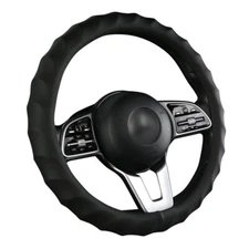 15" Car Steering Wheel Cover Black Leather Breathable Anti-slip Accessories USA