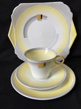 Shelley Regent  Shaped Trio With Cake Plate. Pattern 12288 Regent Shape Art Deco