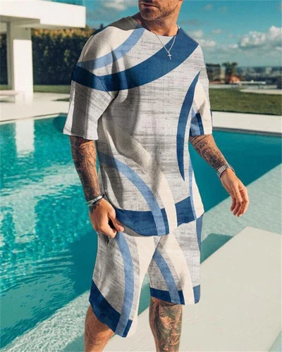 Hot Herren Sommer Outfit 2-Piece Satz Trainingsanzug Kurzarm-T-Shirts Und Shorts - Bild 17 von 24