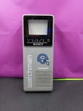 Vintage NFL 1980s Chicago Bears Sony Watchman TV FD-10A B W Handheld TV Works