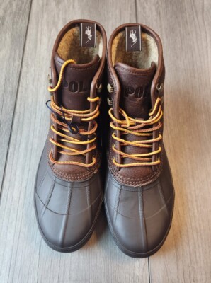 Polo Ralph Lauren Claus Lace Up Duck Boots Men's 8 Leather Sherpa Lined