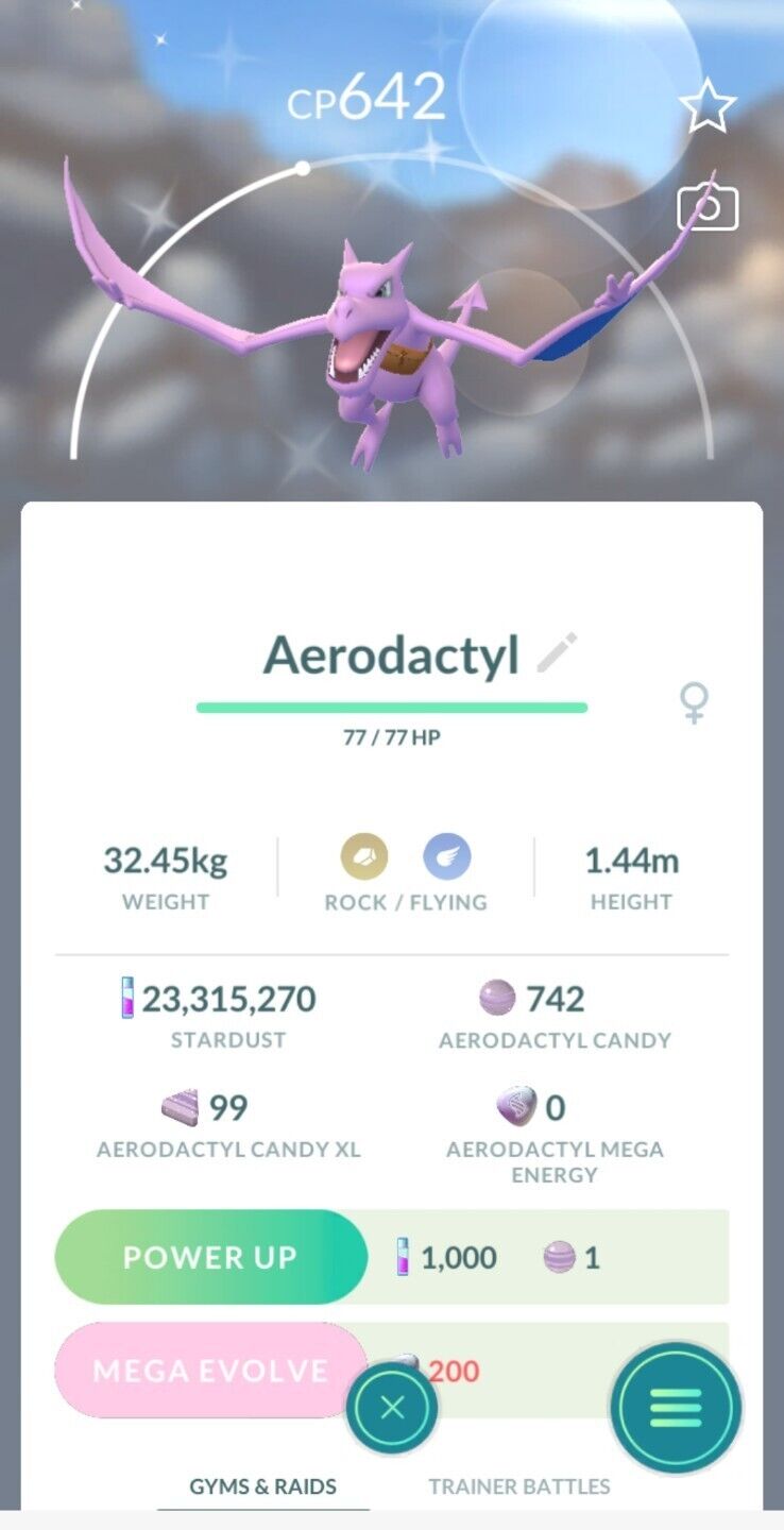 SHINY ✨ AERODACTYL W/SATCHEL!!! ✨ - PKMN GO!!! - NON REGISTERED