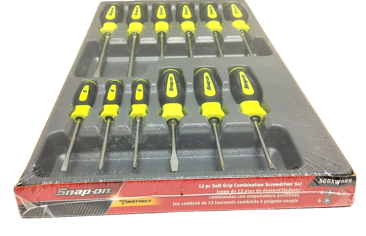 New Snap-on SGDXW120BH 12pc Soft Grip Combination Screwdriver set