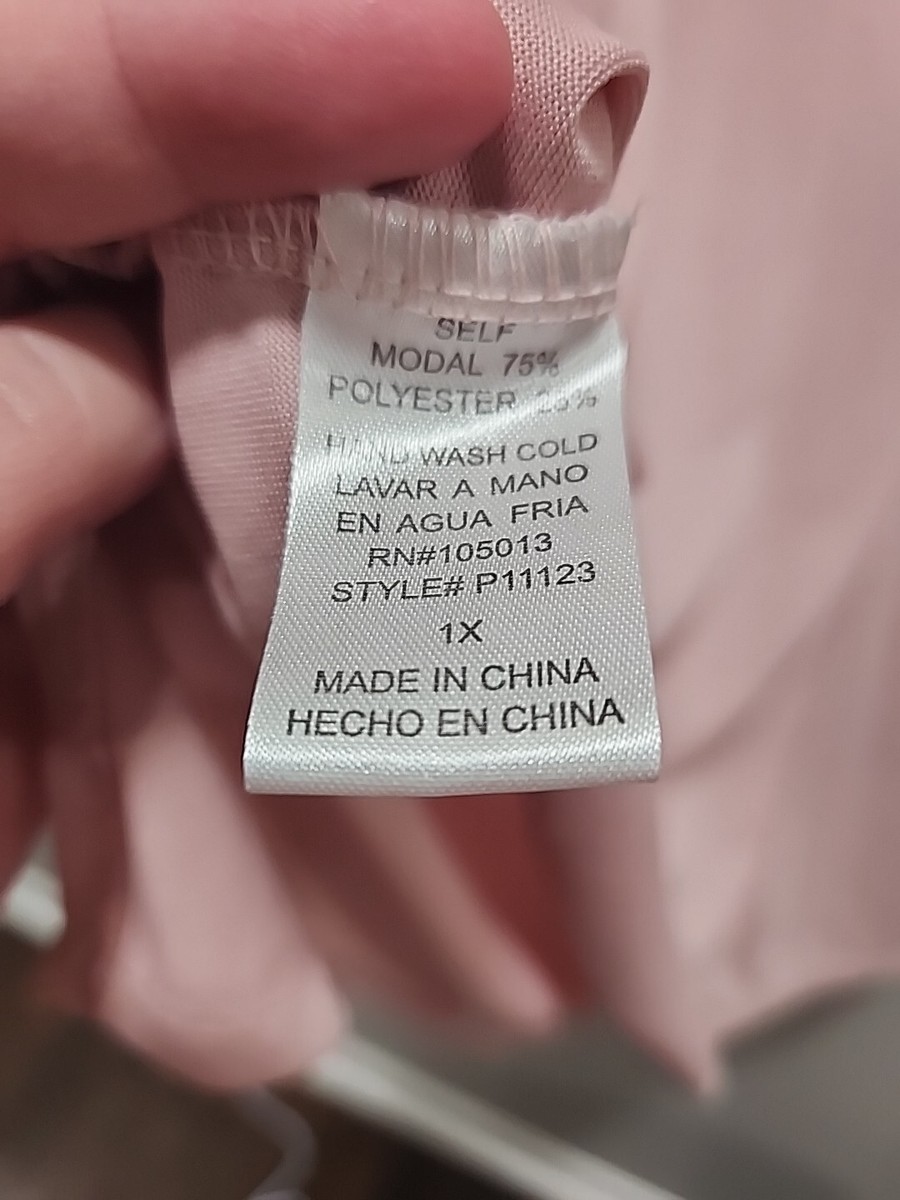 Women's Pink Top With Pocket- Andree By Unit- Size 1X -Buttery