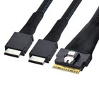 SAS Slim 4.0 SFF-8654 8i 74pin to Dual Oculink SFF-8611 Cable 0.5m