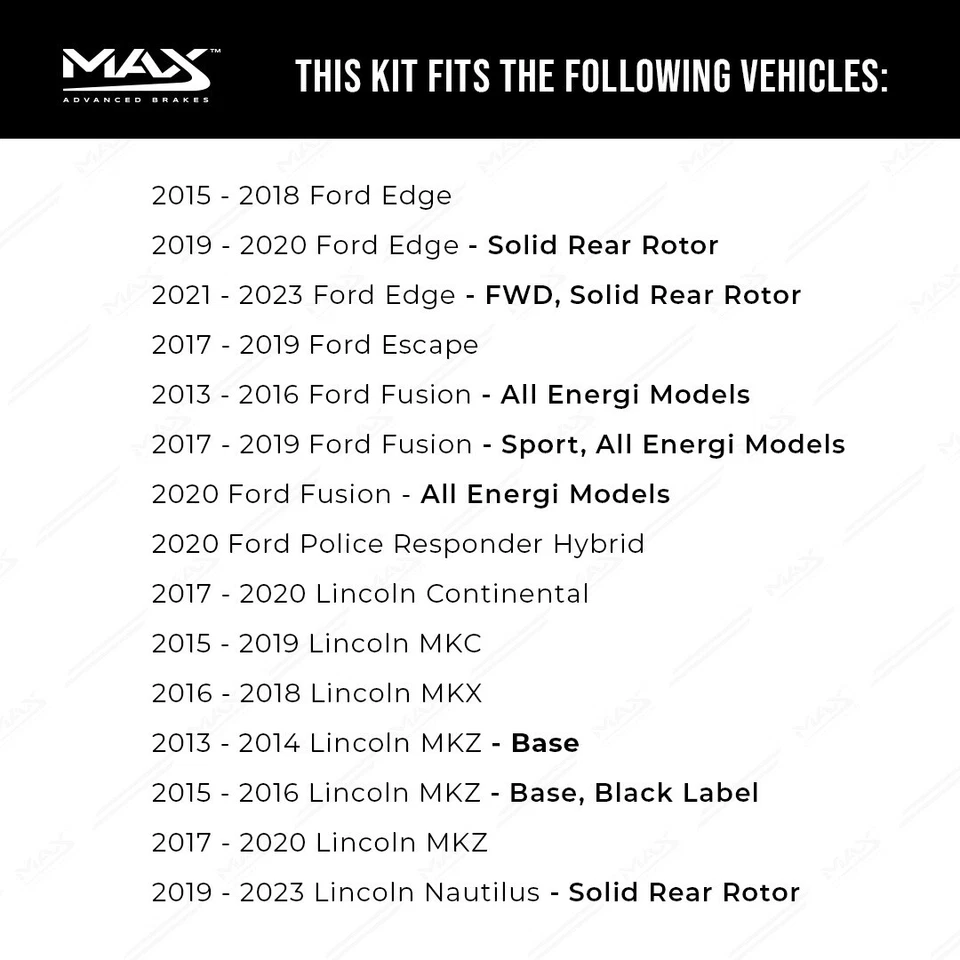 Rear Drilled Slotted Rotors + Pads for 2015-2023 Ford Edge Escape Lincoln MKX Foto 2 de 4