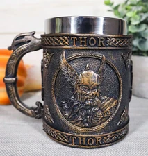 Norse Mythology Viking God Of Thunder Thor Coffee Mug Resin Drink Cup Tankard