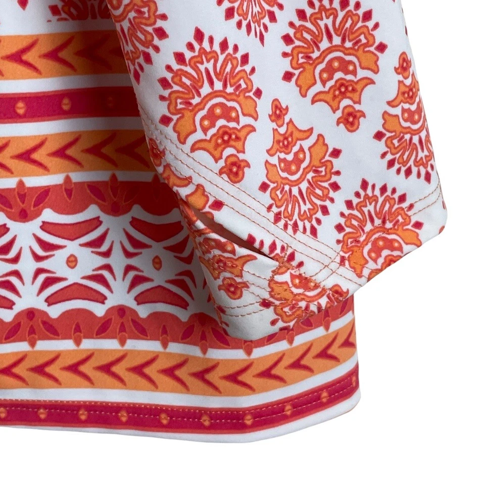 Blusa Cabana Life Bondi Beach com zíper rashguard manga longa tamanho G laranja branca - Imagem 4 de 4