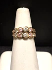Vintage Sterling/Rose Gold Wash Pink Ice & CZ Wedding Ring Sz 6 & 4 Gm R710