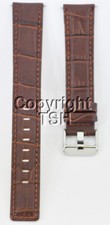 20 mm BROWN LEATHER WATCH BAND CROCO EXTRA LONG XXL