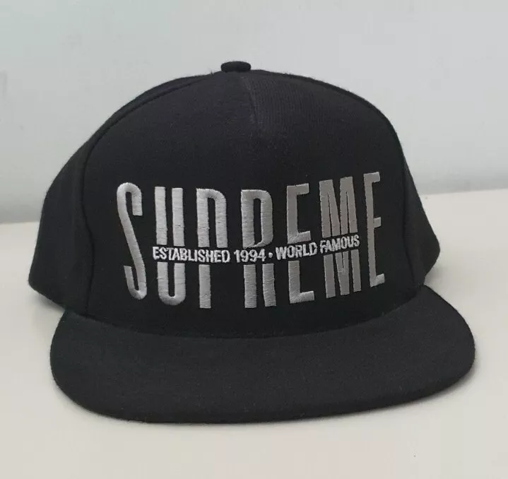 FW17 Supreme Global black 5 panel hat cap big logo