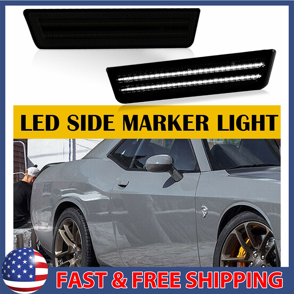 Smoke Lens LED Rear Side Marker Lights for 08-2014 Dodge Challenger