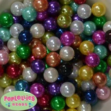14mm Mixed Color Acrylic Faux Pearl Bubblegum Beads Lot 180 pc.chunky gumball