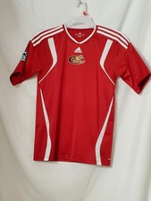 MLS Patch Adidas Red ClimaCool V Neck Jersey KC Select Mens S