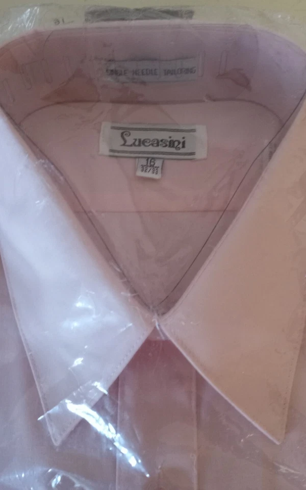 Lucasini Мужская обычный крой розовый платье рубашка новый - Sz. 16 32-33 - Изображение 2 из 3