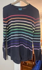 Two Bees Cashmere Rainbow Stripe Cashmere-Blend Sweater Women's XL
