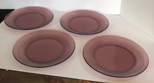 Forte Crisa Purple Amethyst 10” Dinner Plates Set Of  4 Mexico Ribbed Excellent!