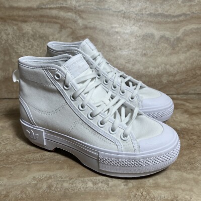 Adidas Originals Nizza Trek Women's Platform White Gum Shoes Boots