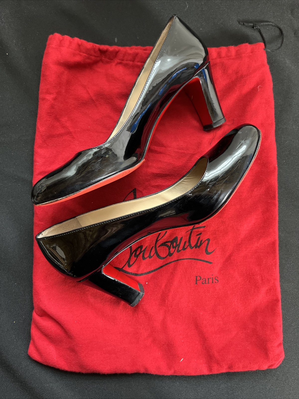 Patent Leather Pumps Block Heels 