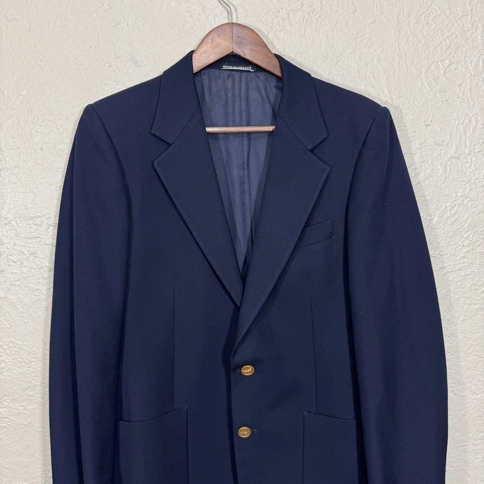 YSL Yves Saint Laurent Sport пальто Blazer 38 темно-синий золотой логотип Франции старые деньги 90-х - Изображение 2 из 4