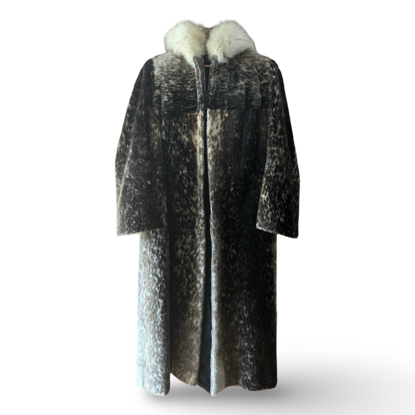Seal Fur Coat With Mink Collar Unique Rare Approx Size 40