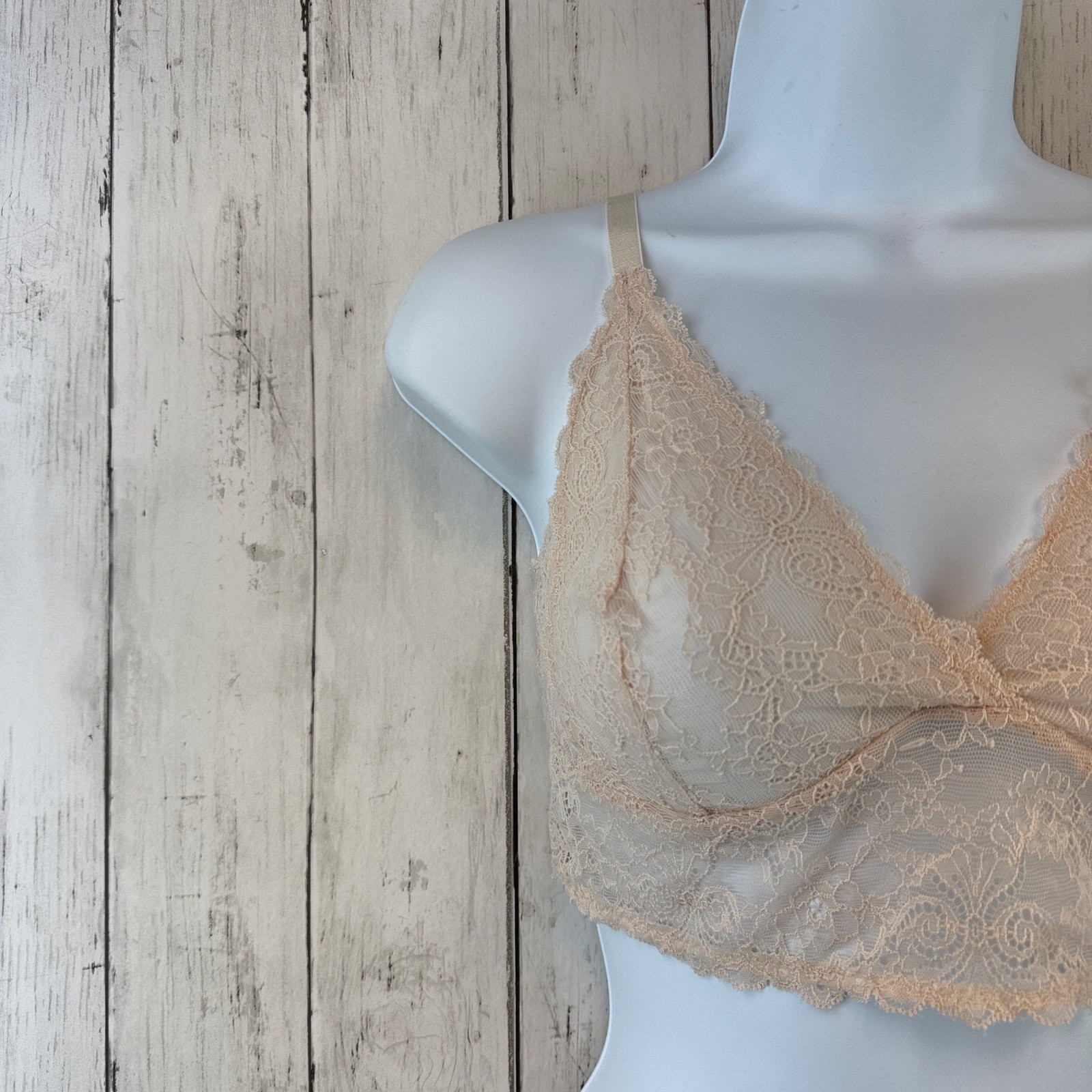 Ruby Ribbon Shell Valentina Demilette Lace Bra Size 34 Wireless Sheer Bralette