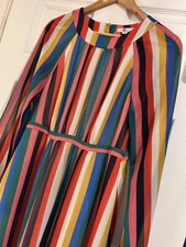 Boden Erica Rainbow Stripe Midi Dress Pockets Lined Holiday Occasion - 12R