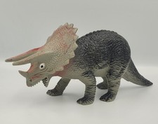 Triceratops 12" Red Grey  Black Dinosaur Toy Vintage Unbranded 1999