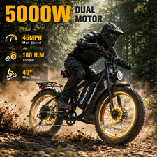 5000W Dual Motor Electric Bike 52V 26" Fat Tires Fast Ebike 45MPH 100Mi Off-Road