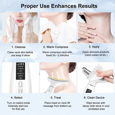 3-Facial Massager With Cooling And Heating Mode For Wrinkles Double Chin -