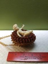 VTG Handmade Sequin Beaded Push Pin Christmas Angel Cherub Ornament