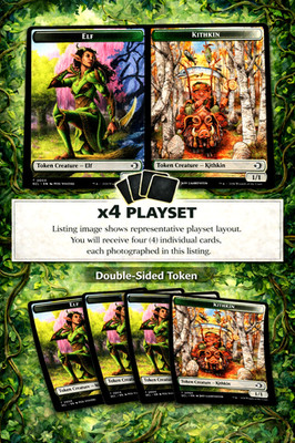 x4 Elf / Kithkin Double-Sided Token [Lorwyn Eclipsed] MTG Magic ECL PLAYSET NM