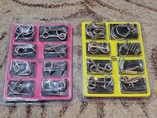 Butebuy 16 rompecabezas desconcertantes rompecabezas de alambre de metal rosa amarillo
