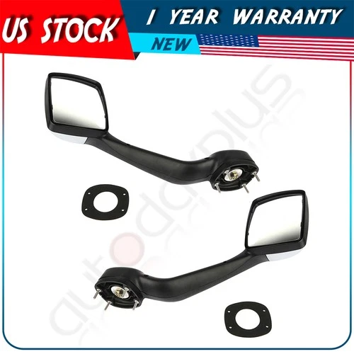 ?Chrome Hood For 2000-17 Kenworth T680 2010-17 Peterbilt RH+LH Side Mirrors