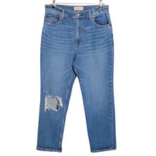 Abercrombie  Fitch Ankle Straight Jeans Women 32/14 Blue Distressed Ultra High