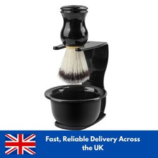 Image of 3 in 1 Men's Shaving Brush Holder Set Brush Bowl Shaving Razor Stand Holder Kit