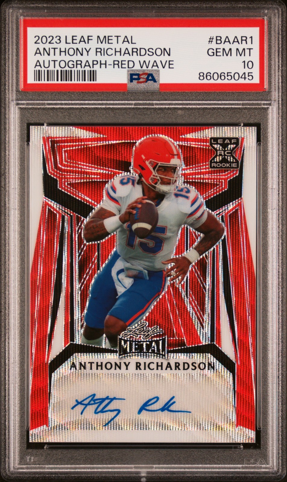 2023 LEAF METAL AUTOGRAPHS #BAAR1 ANTHONY RICHARDSON RED WAVE PSA 10 POP 1 2/3