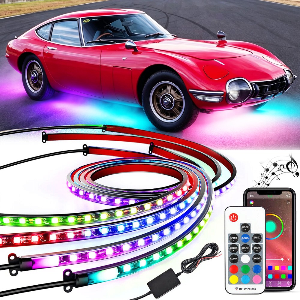 6PCS RGB Multi-Color Underglow LED Neon Light Strip Bluetooth For Toyota 2000GT