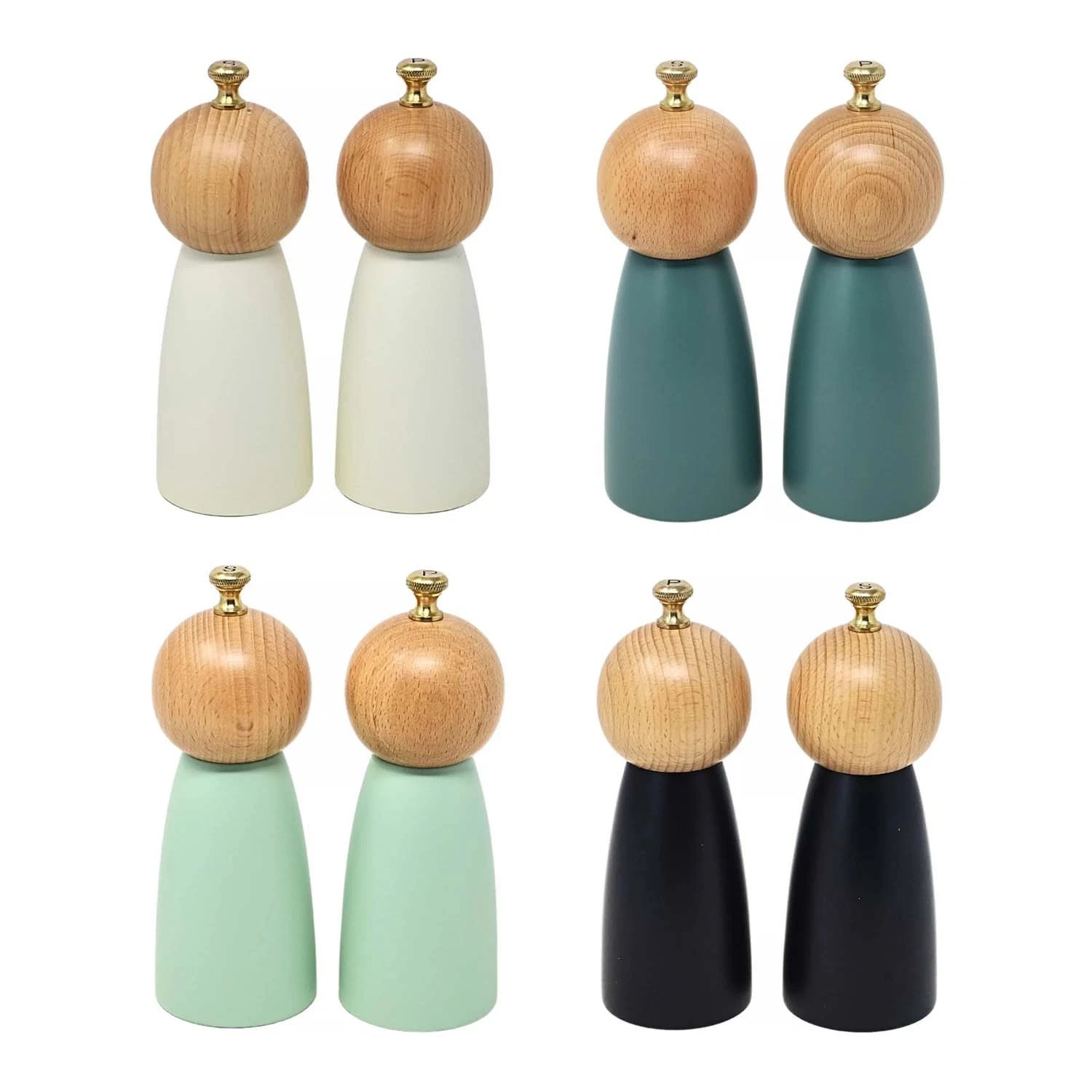 Salt & Pepper Mill 17cm Multicoloured Wood Manual Grinder Golden Knob Shaker Set
Opens in a new wind