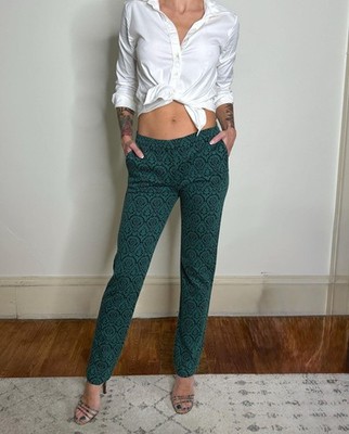 vintage Max Mara womens pants / baroque brocade print tapered low rise trousers