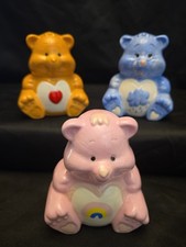 VINTAGE 1980 s Care Bears Handpainted Ceramic Bear 5" lot of 3