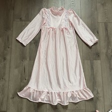 Vintage Kid Duds Pink Lace Girls Size 10 Long Maxi Nightgown