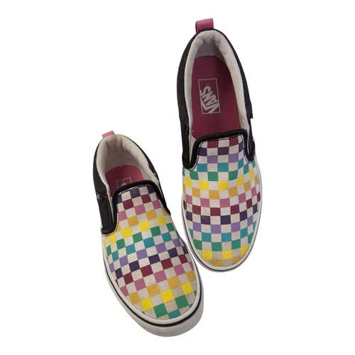 Sneakers slip on Vans Missy taglia 5 off the wall cenere a scacchi arcobaleno 500714