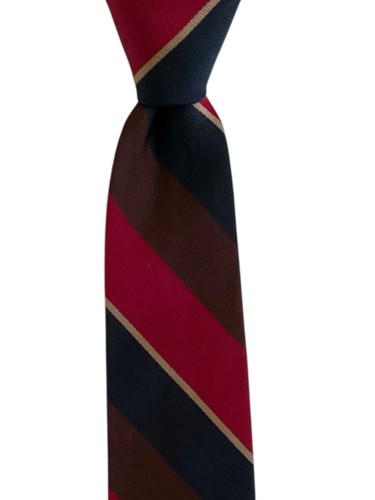 Corbata de seda inglesa vintage Brooks Brothers Makers años 60 azul marino rojo marrón a rayas - Imagen 3 de 14