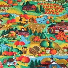 Country Farm Harvest Pumpkins Store Cotton Fabric Joan Kessler 1.75 Yards